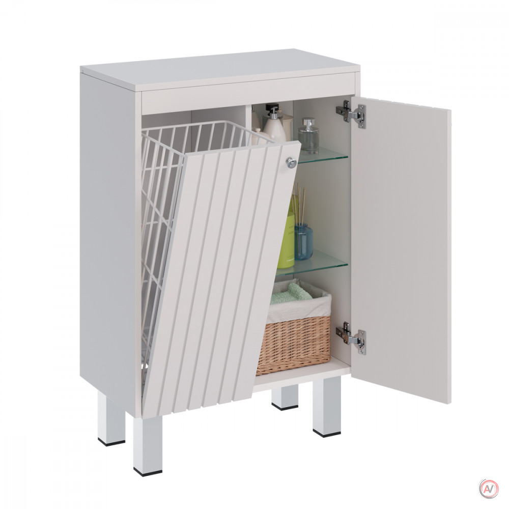 Шкаф Lemark ROMANCE 60 см подвесной/напольный, с откидной корзиной для белья, цвет корпуса, фасада: Белый глянец
